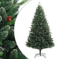 VidaXL Künstlicher Weihnachtsbaum mit Scharnieren und Roten Beeren 210 cm