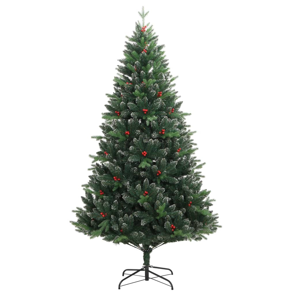 VidaXL Künstlicher Weihnachtsbaum mit Scharnieren und Roten Beeren 210 cm
