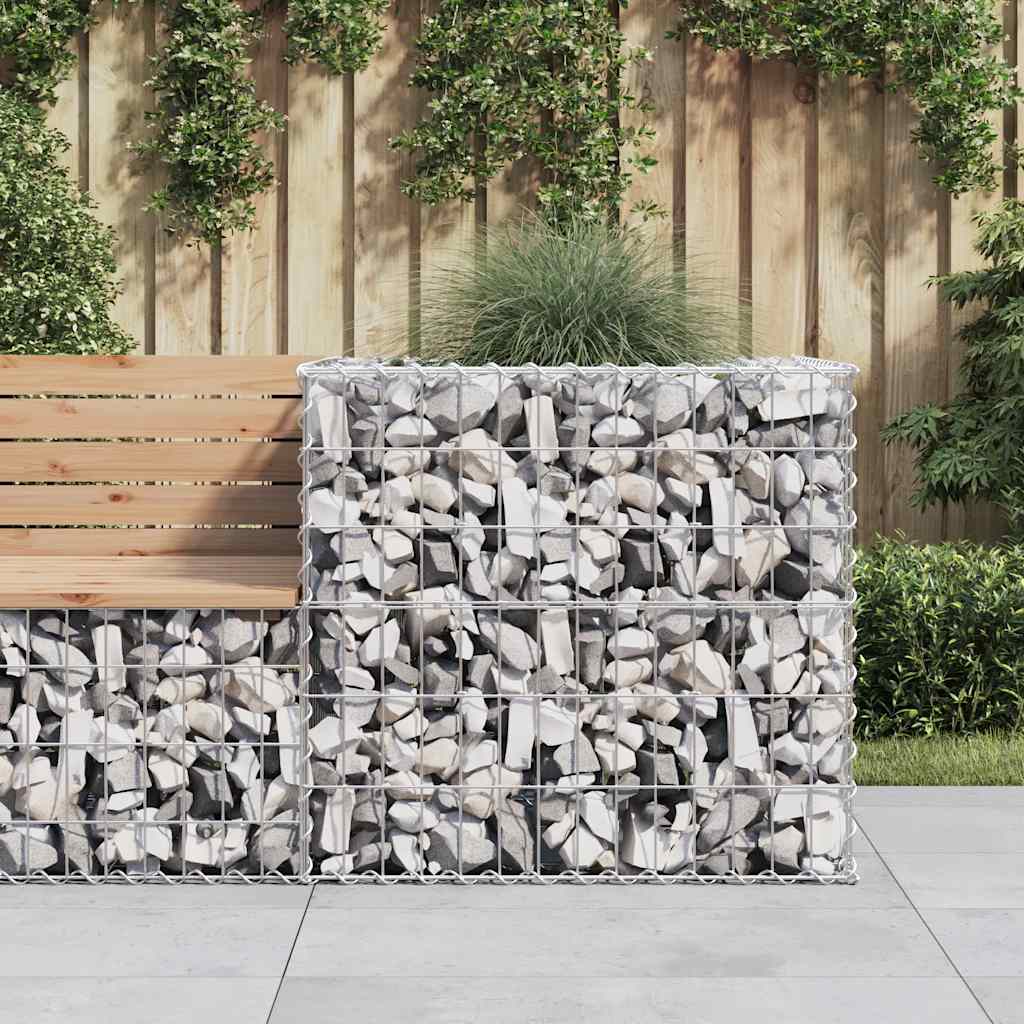 VidaXL Gabione 70x70x65 cm galvanisiert Eisensilberfarben