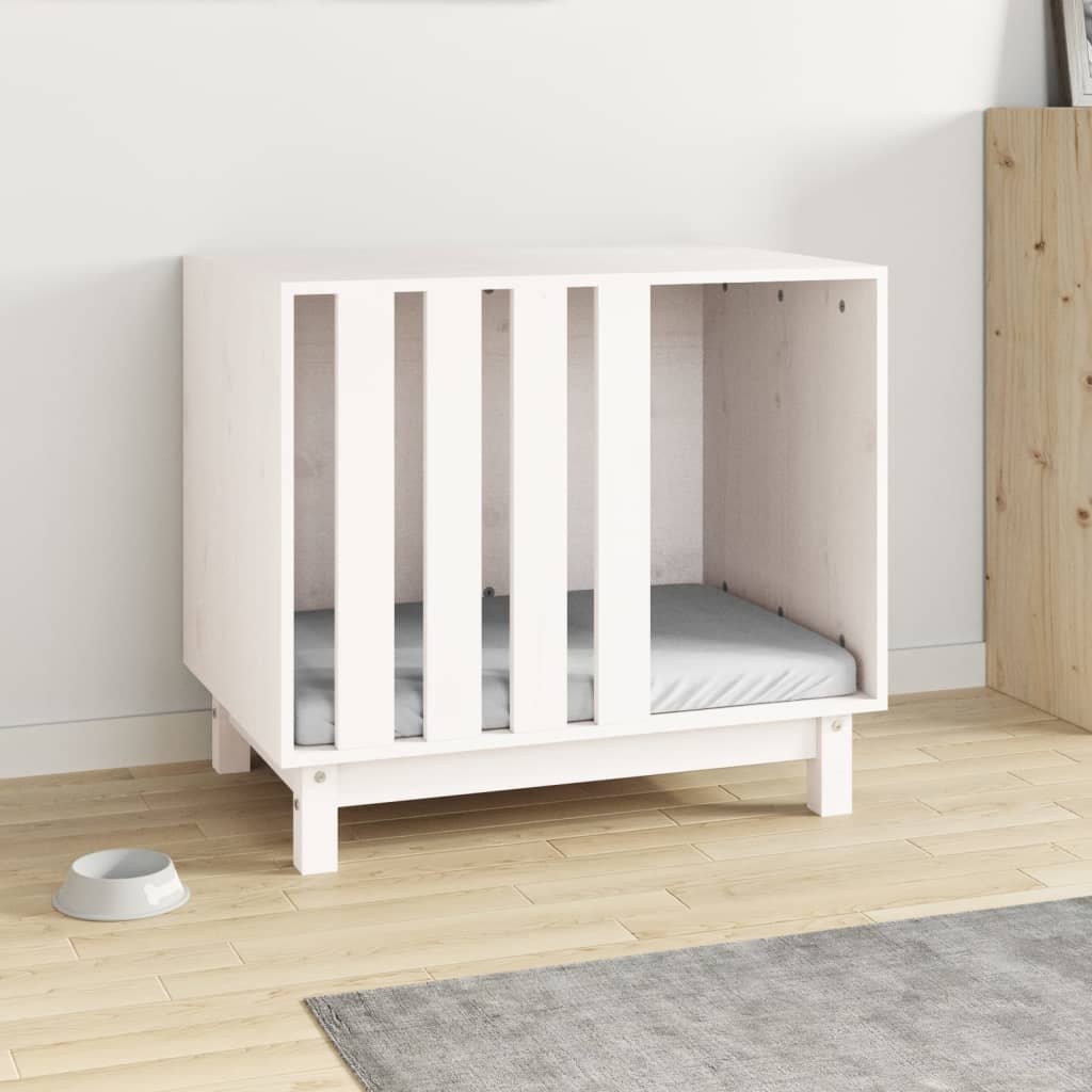 Vidaxxl Hundeloft 70x50x62 cm Festkiefer weiß