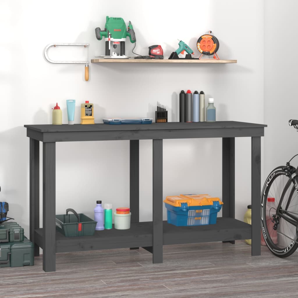 VidaXL Werkbank 140x50x80 cm Festkiefergrau