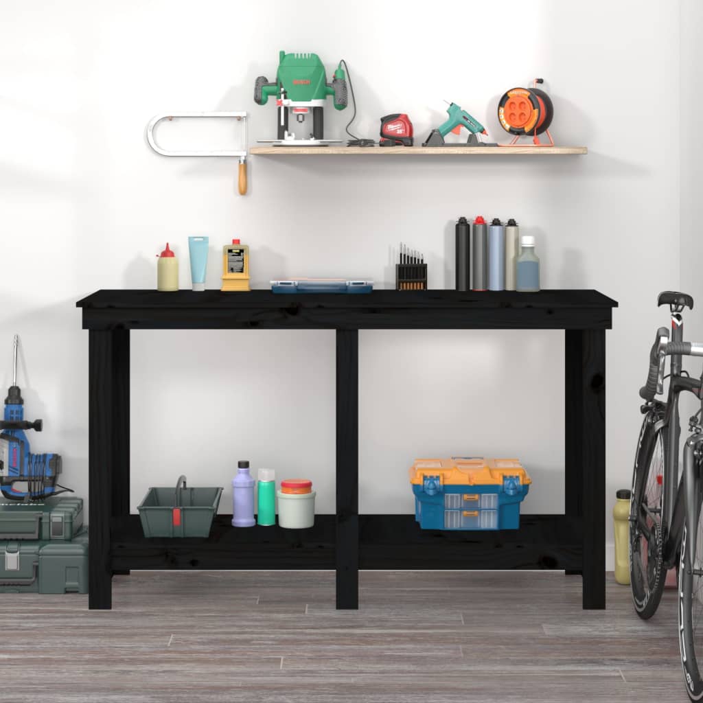 Vidaxl werkbank 140x50x80 cm massief grenenhout zwart