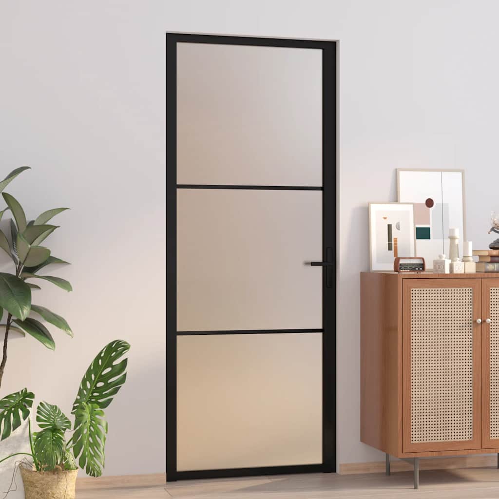 VIDAXL Innentür 83x201,5 cm Mattglas und Aluminium schwarz