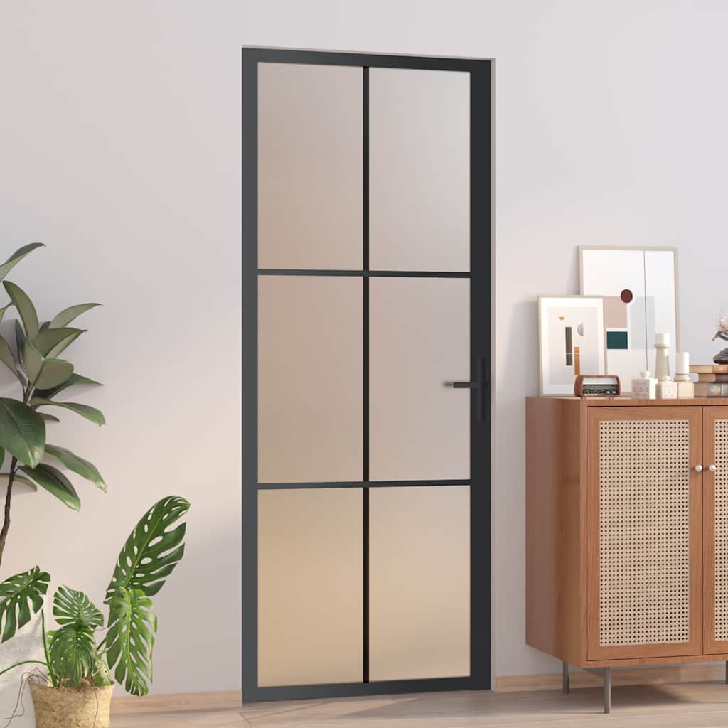VIDAXL Innentür 83x201,5 cm Mattglas und Aluminium schwarz