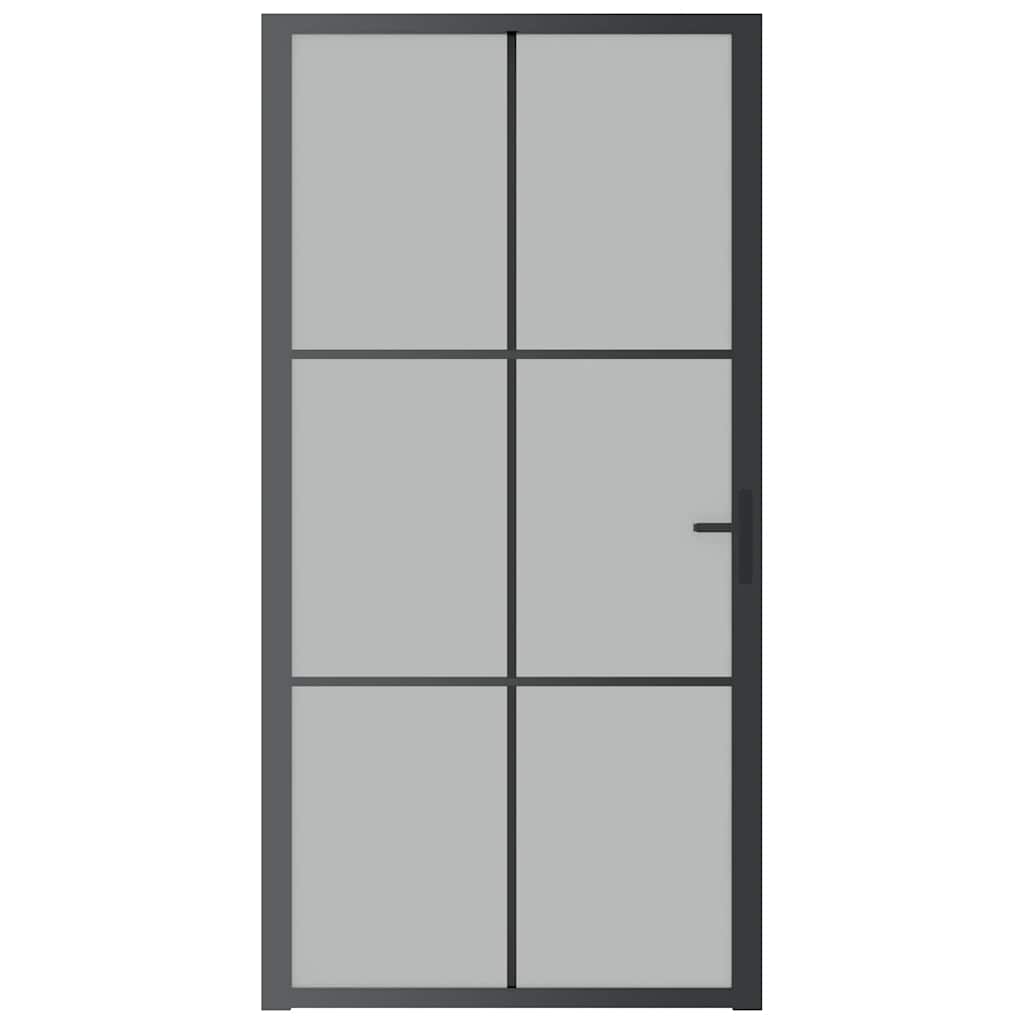 VIDAXL Innentür 102,5 x 201,5 cm, mattes Glas und Aluminium schwarz