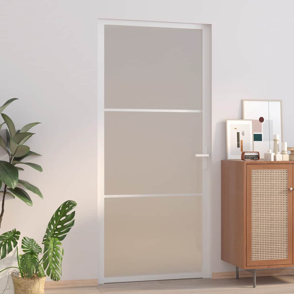 Vidaxx Innentür 93x201,5 cm Mattglas und Aluminium weiß