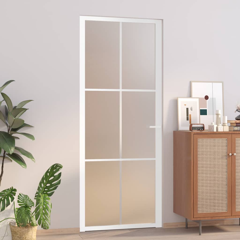 VIDAXL Innentür 83x201,5 cm Mattglas und Aluminium weiß