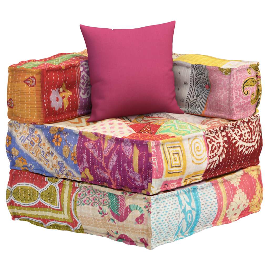 VidaXL Modul-Pouf mit Kissen, Patchwork-Stoff