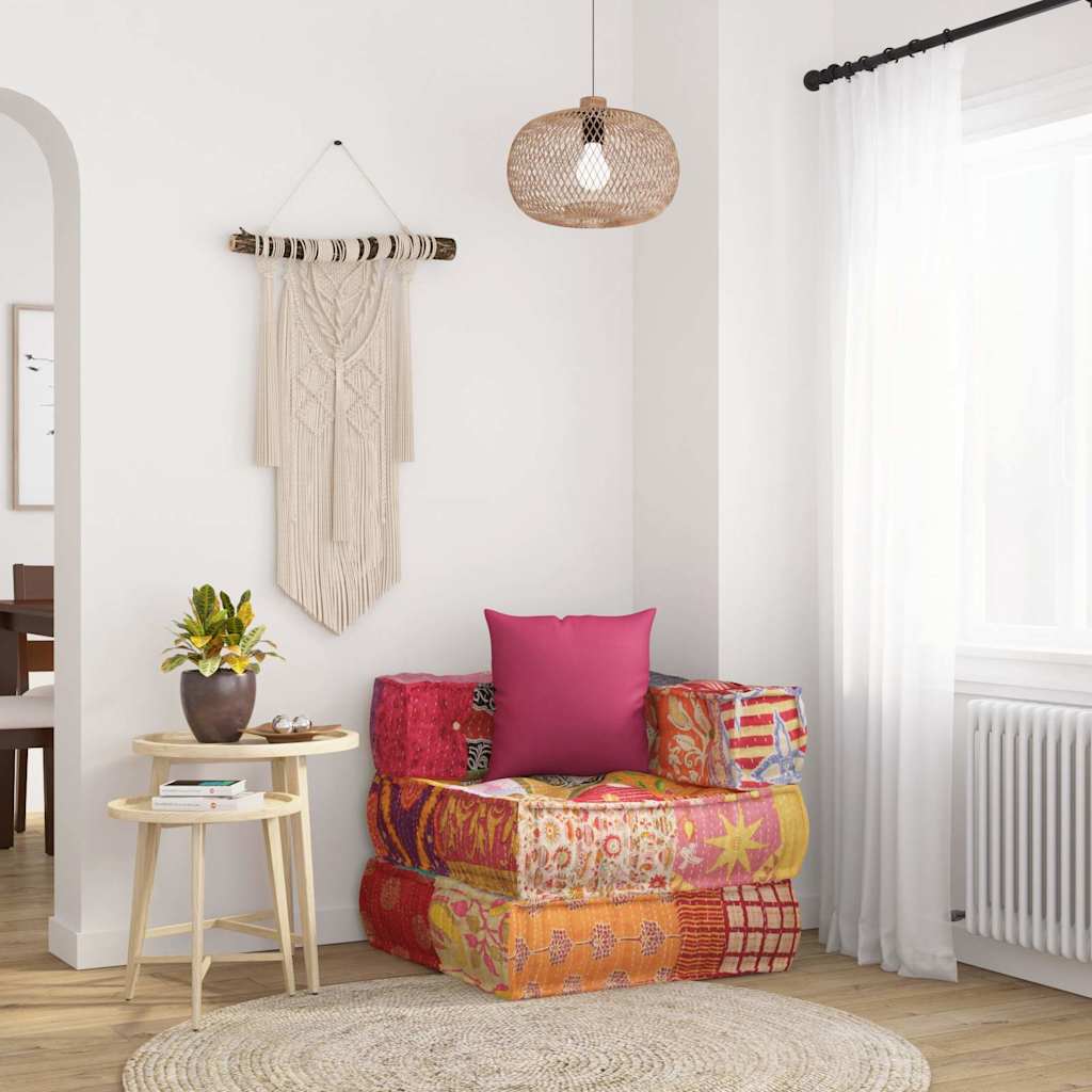 VidaXL Modul-Pouf mit Kissen, Patchwork-Stoff