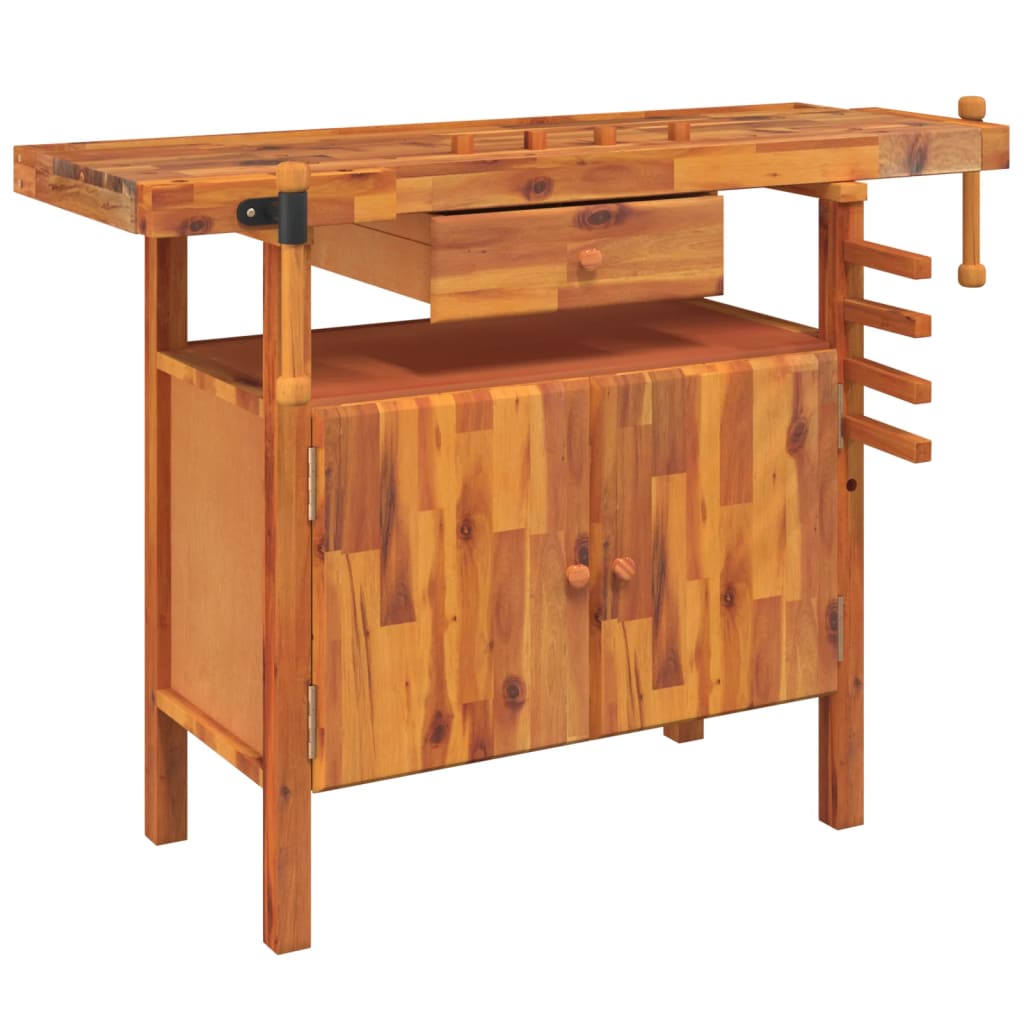 Vidaxx Werkbank mit Schiebe- und Schabern, 124 x 52 x 83 cm, Akazienholz