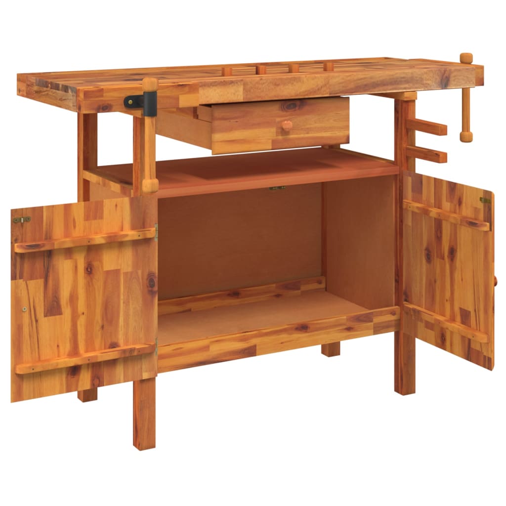 Vidaxx Werkbank mit Schiebe- und Schabern, 124 x 52 x 83 cm, Akazienholz