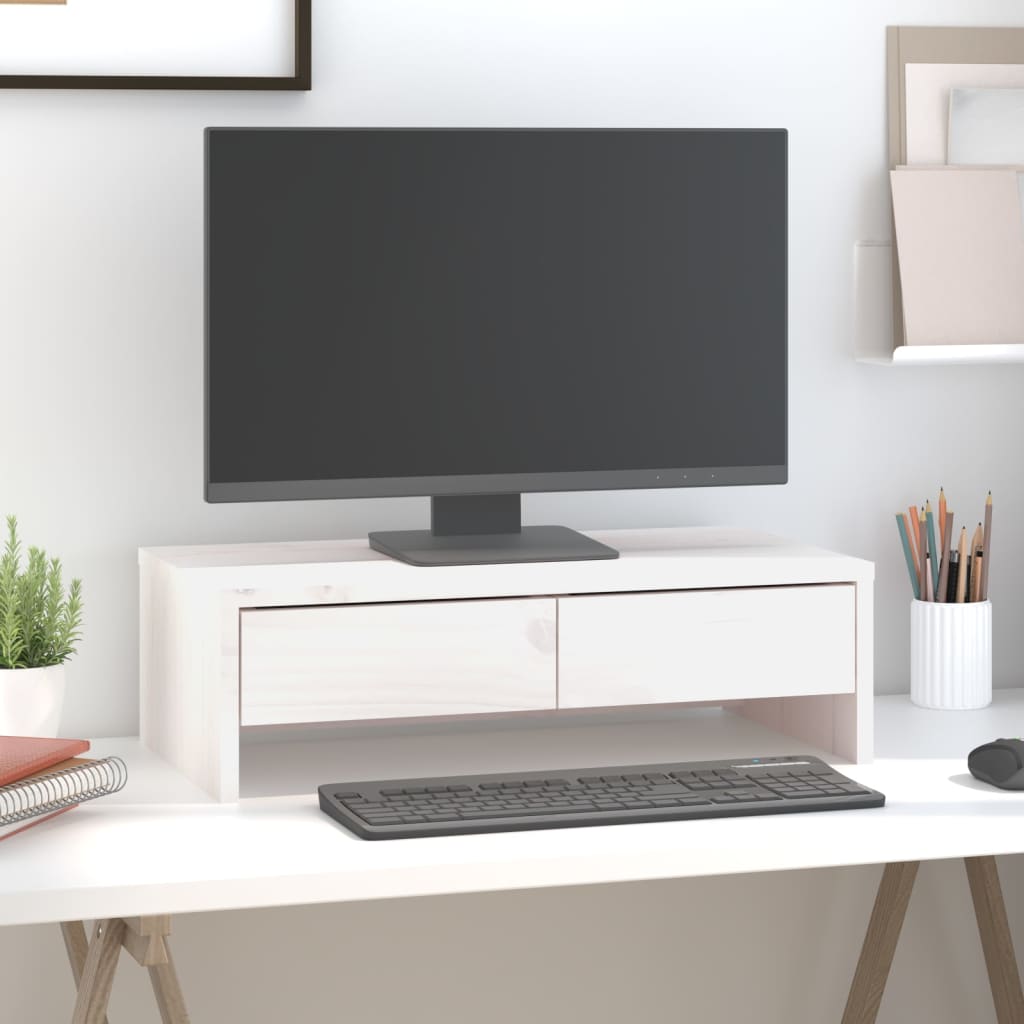 VidaXL Monitorständer 50x27x15 cm Massives Kiefernholz Weiß