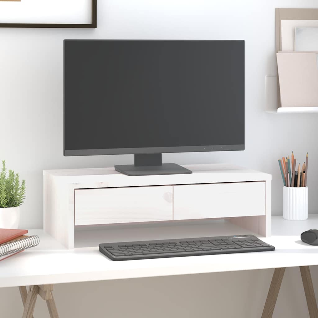 VidaXL Monitorständer 50x27x15 cm Massives Kiefernholz Weiß