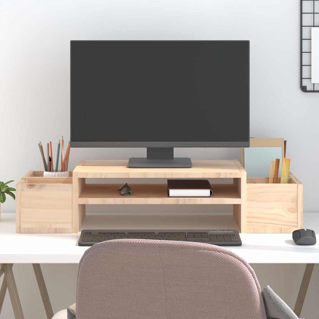 Vidaxl monitorstandaard 70x27,5x15 cm massief grenenhout