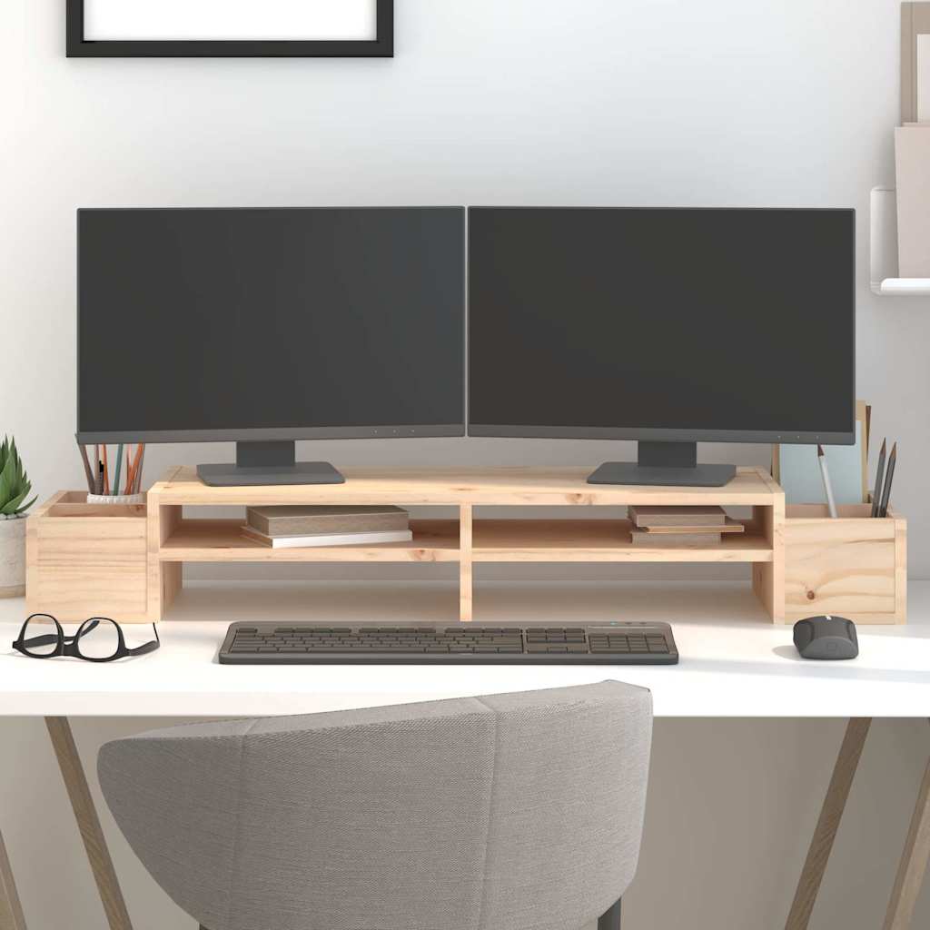 Vidaxl monitorstandaard 100x27,5x15 cm massief grenenhout