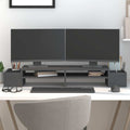 Vidaxl monitorstandaard 100x27,5x15 cm massief grenenhout grijs