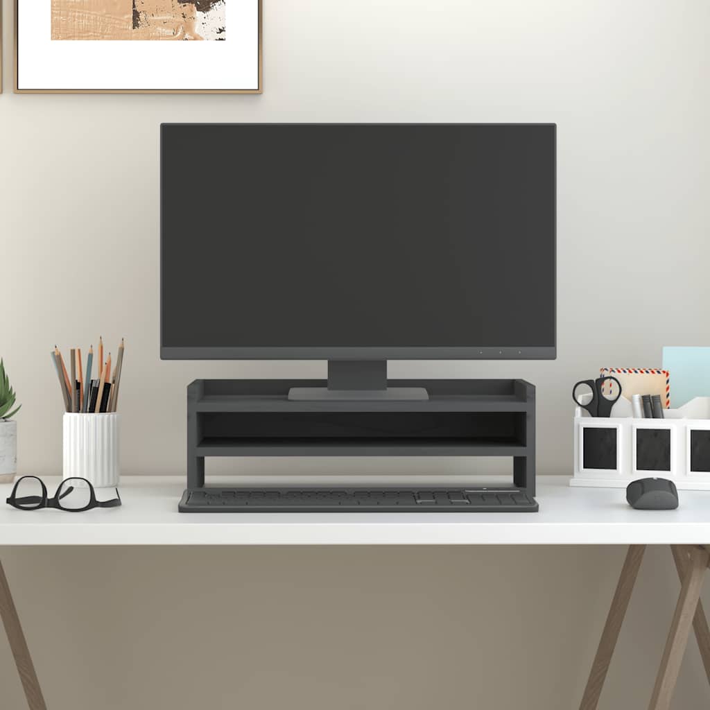 VidaXL Monitorständer 50x24x16 cm Massivholz Kiefer Grau