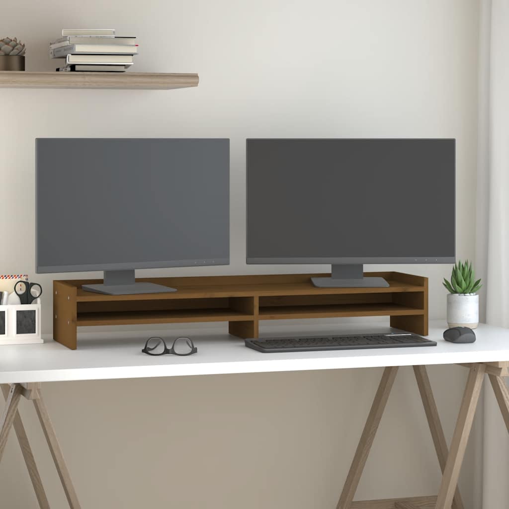 VidaXL Monitorständer 100x24x16 cm Massives Kiefernholz Honigbraun