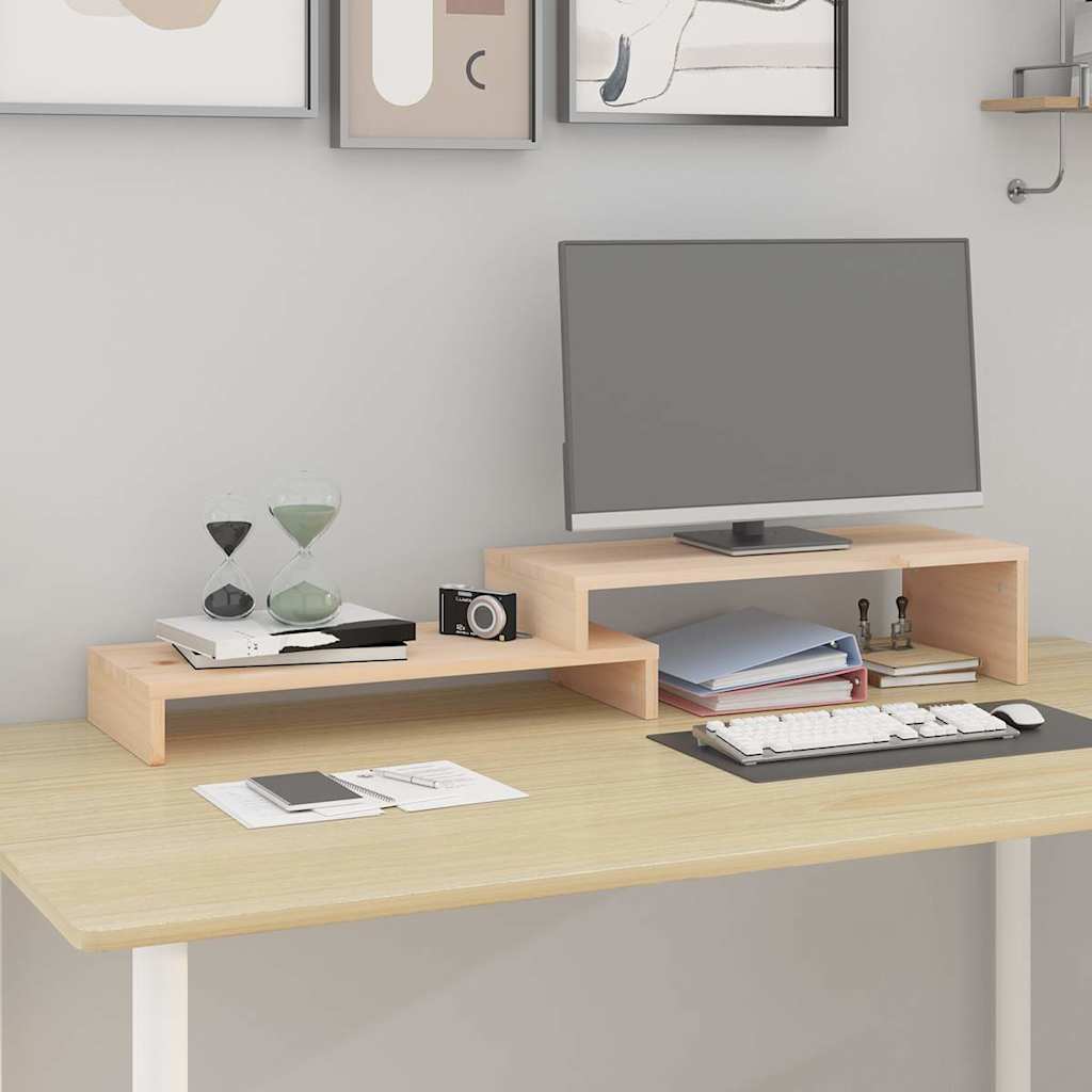 Vidaxl monitorstandaard (52-101)x22x14 cm massief grenenhout