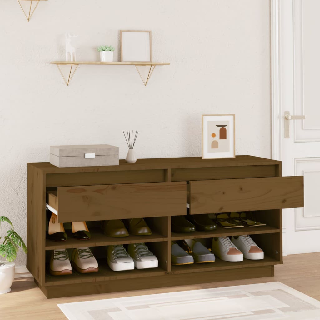 Vidaxx Schuhschrank 110x34x52 cm Festkiefer Honigbraun