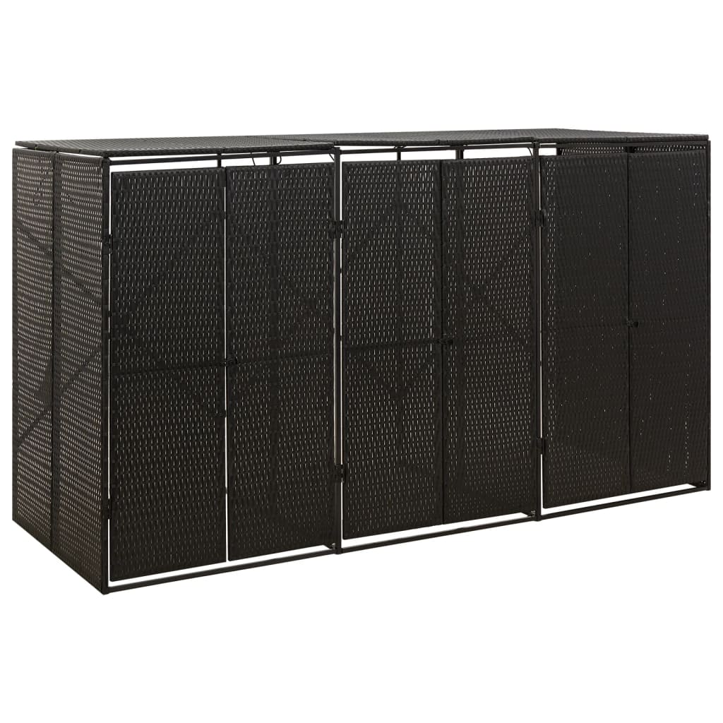 VidaXL Aufbewahrungsbox Triple 207x80x117 cm Polyrattan Schwarz