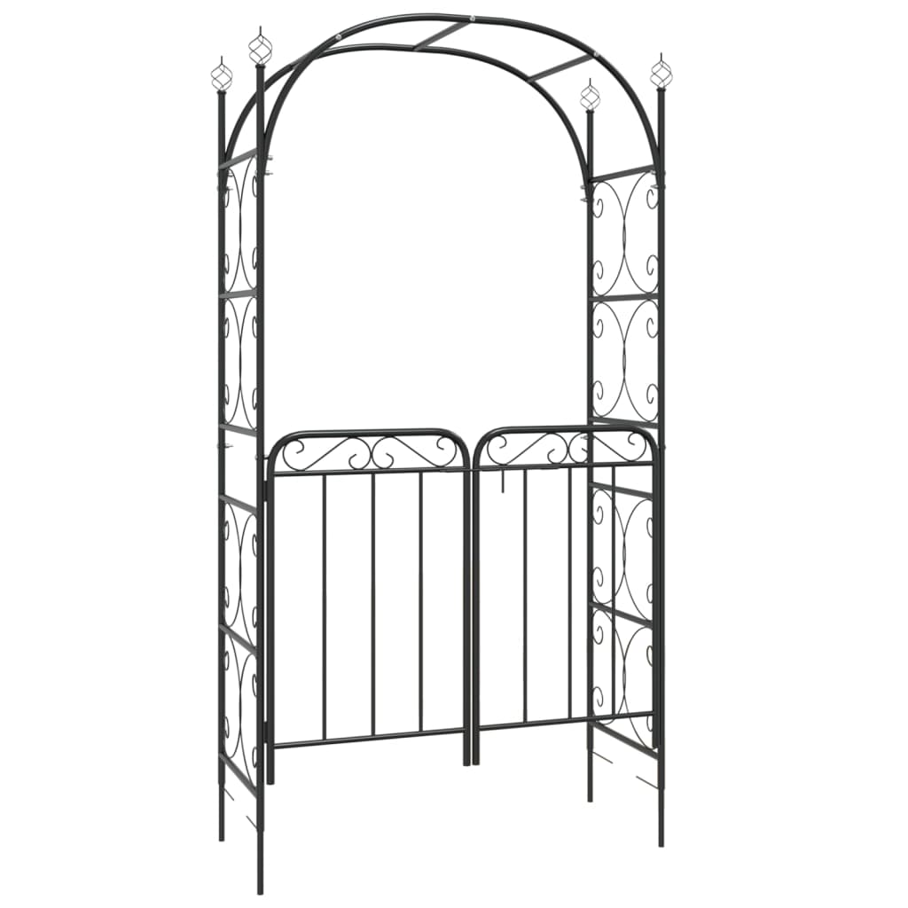 VidaXL Gartenboogen mit Port 108x45x235 cm Stahl schwarz