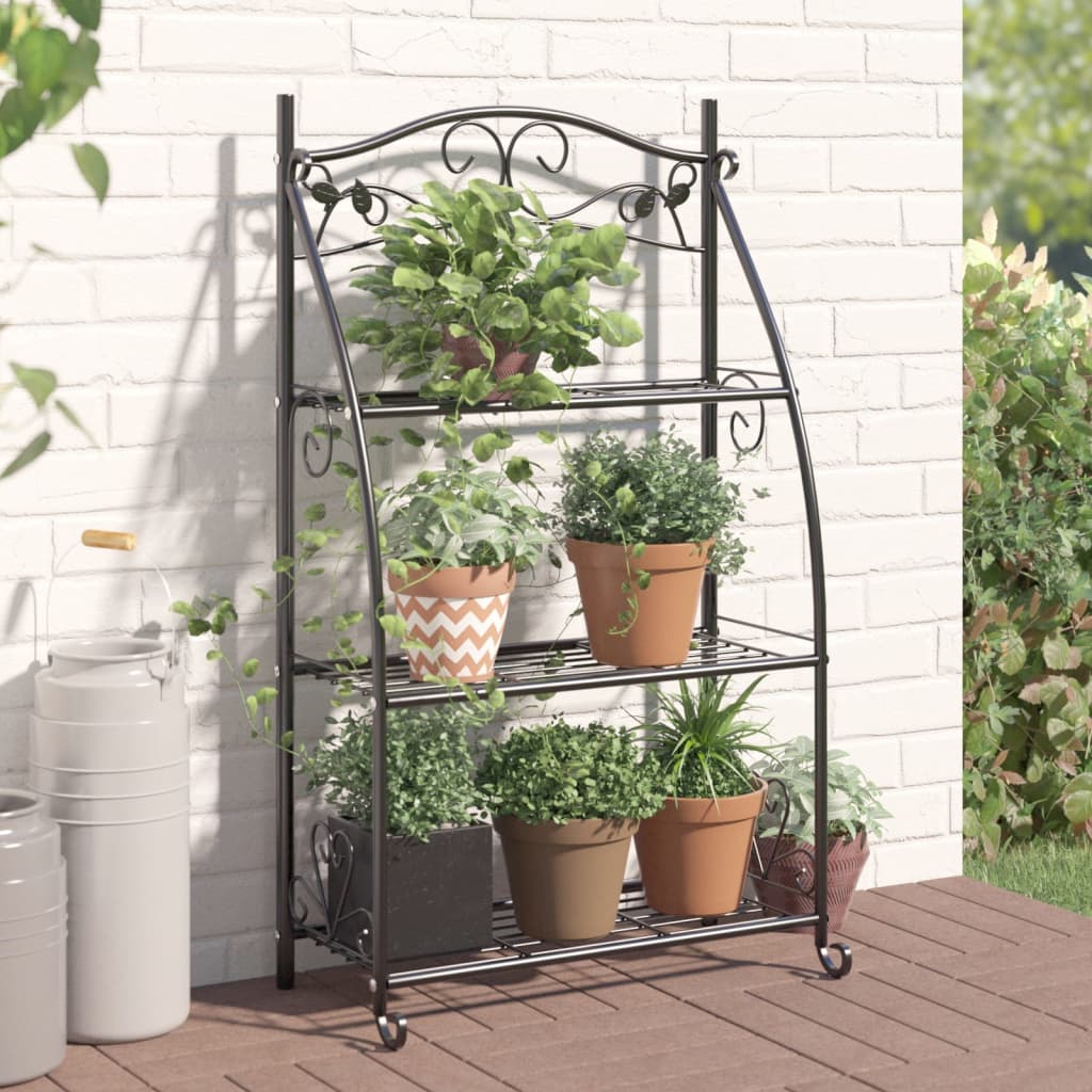 VidaXL Blumenständer 56x30x96 cm Stahl Schwarz