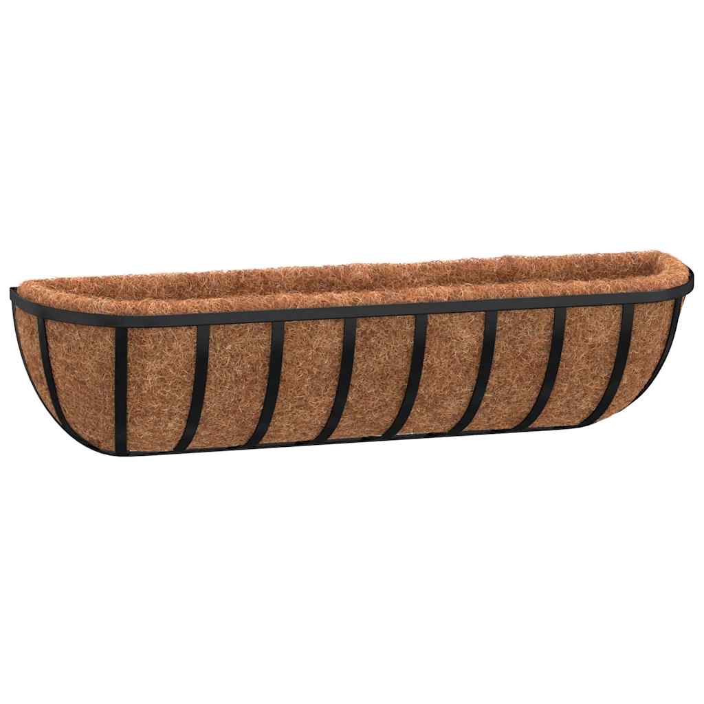 VidaXL Wandregale, 2 Stück, aus Kokosfaser, 61 x 19 x 16 cm, Stahl, Schwarz