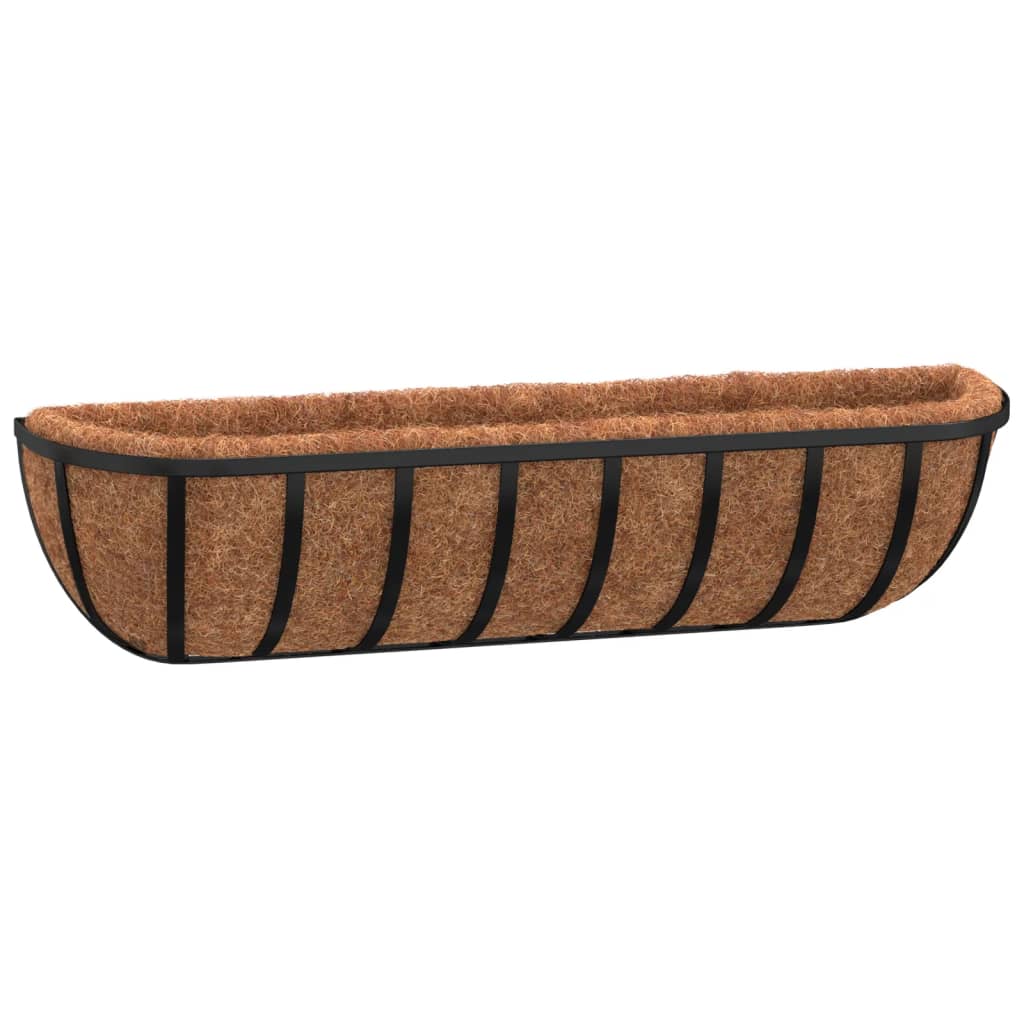 VidaXL Wandregale, 2 Stück, aus Kokosfaser, 76 x 21 x 16 cm, Stahl, Schwarz
