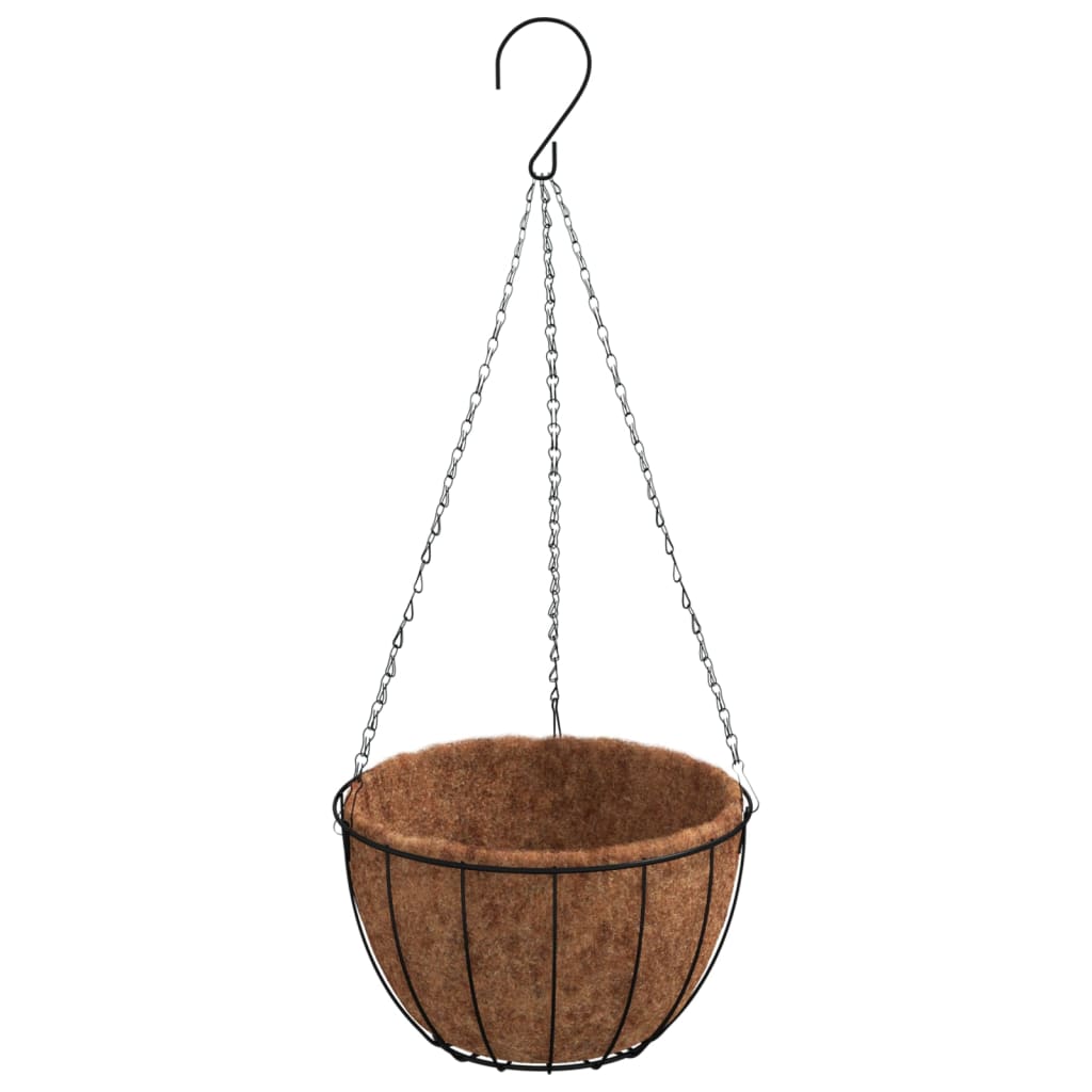 VidaXL Hängepflanzgefäße, 4er-Set mit Kokosnussschale, Stahl, Ø 30 x 52 cm, Schwarz