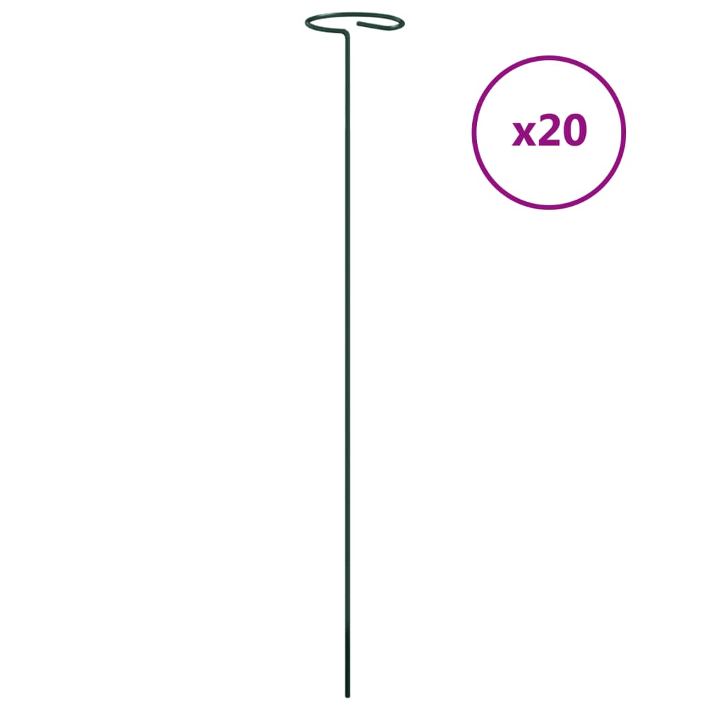 VidaXL Pflanzenstäbe, 20 Stück, 40 cm, Stahl, Dunkelgrün