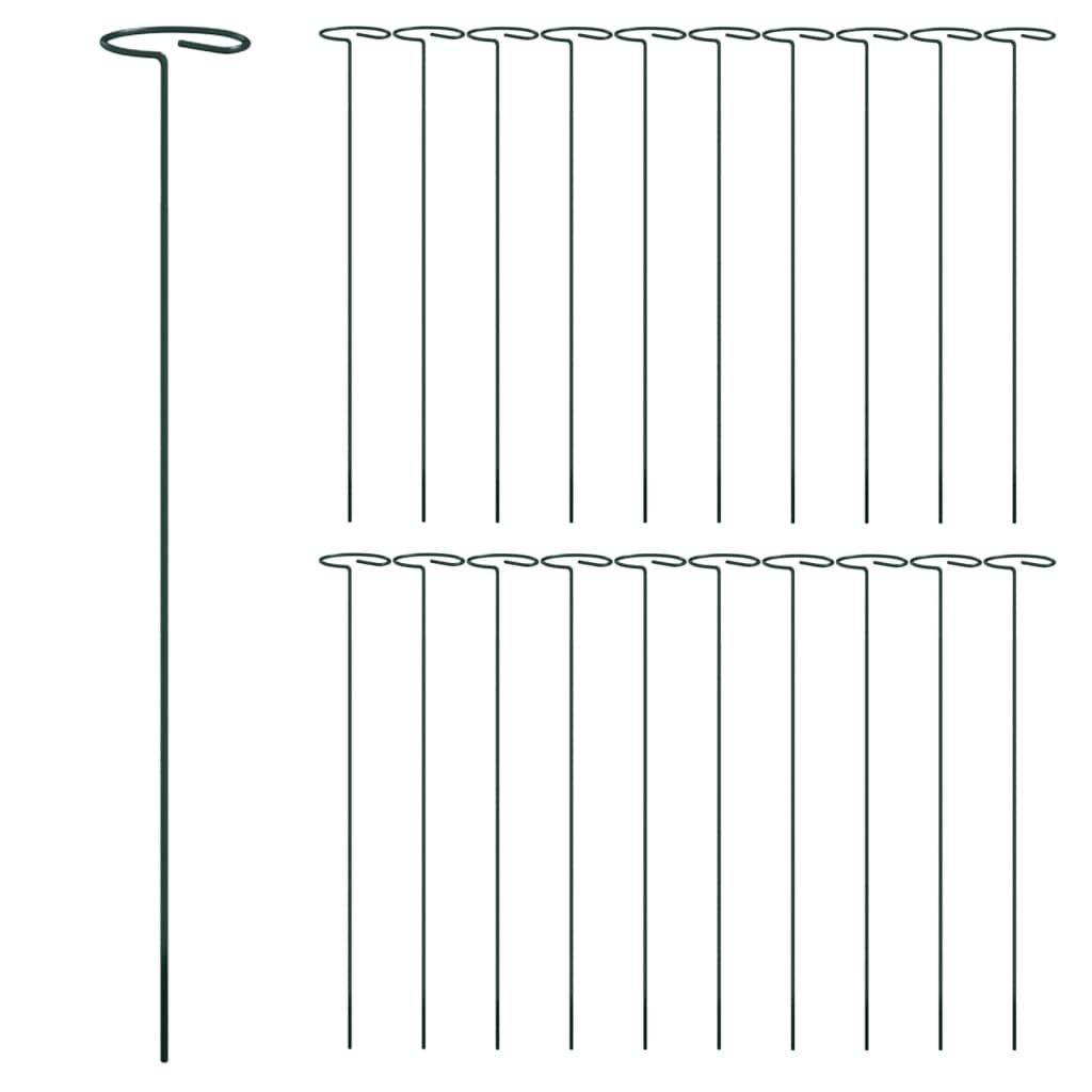 VidaXL Pflanzenstäbe, 20 Stück, 40 cm, Stahl, Dunkelgrün
