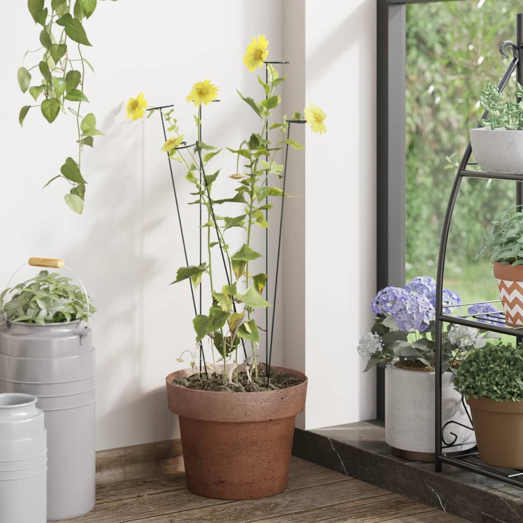 VidaXL Pflanzenstäbe, 20 Stück, 40 cm, Stahl, Dunkelgrün