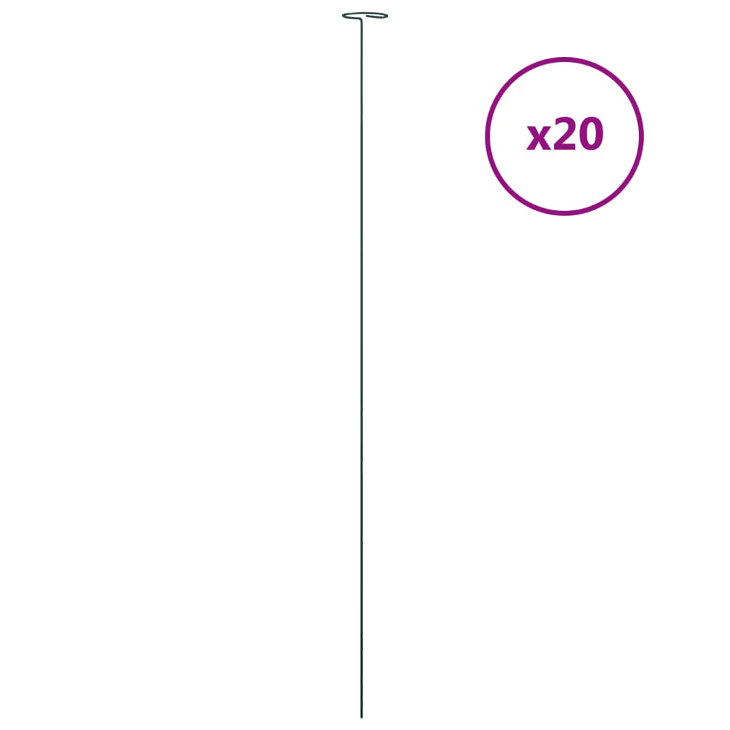 VidaXL Pflanzenstäbe, 20 Stück, 91 cm, Stahl, Dunkelgrün