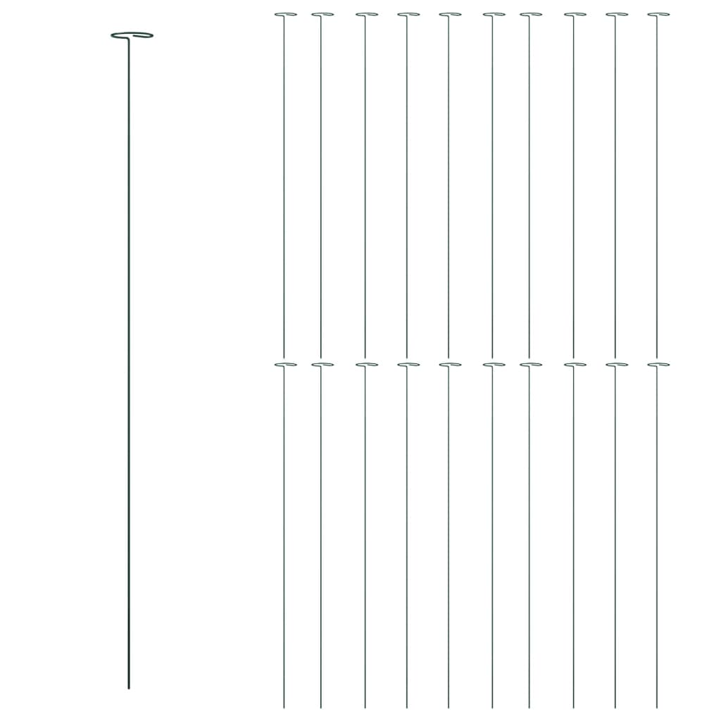 VidaXL Pflanzenstäbe, 20 Stück, 91 cm, Stahl, Dunkelgrün