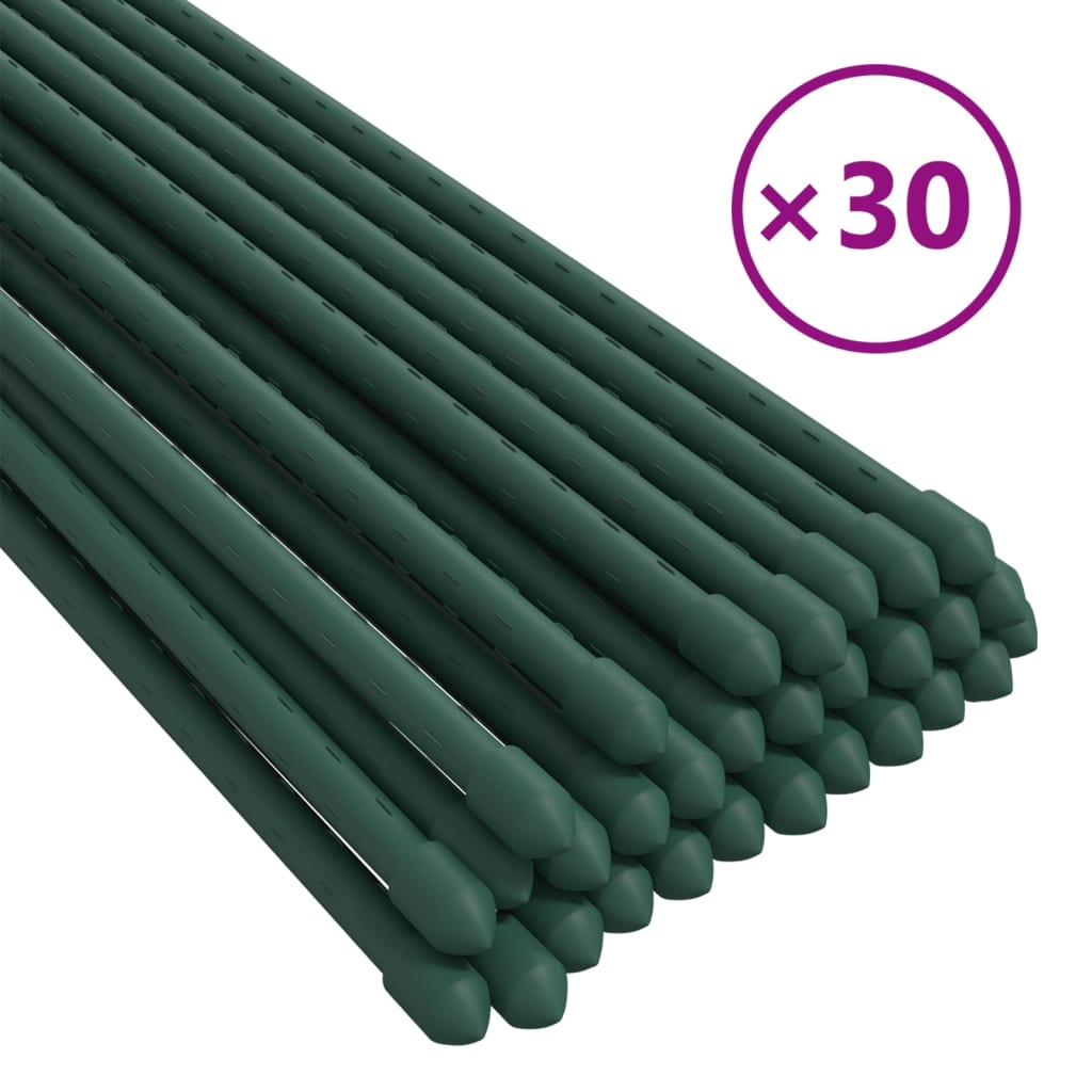 VidaXL Pflanzenstäbe, 30 Stück, 115 cm, Stahl, Grün