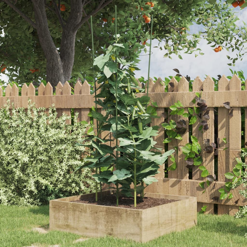 VidaXL Pflanzenstützen, 5 Stück mit 4 Ringen, 90 cm, Stahl, Grün