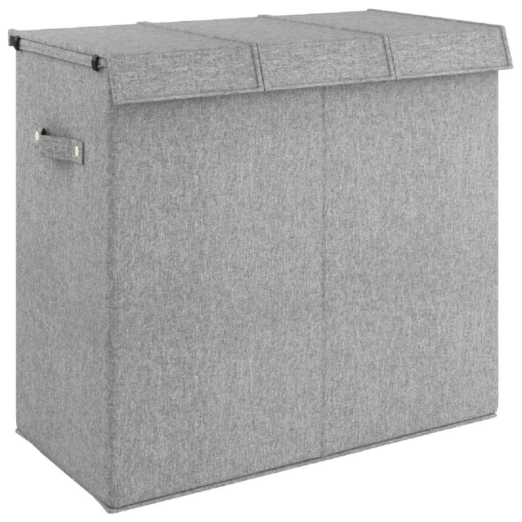VidaXL Faltbarer Wäschekorb 64,5 x 34,5 x 59 cm, Leinenimitat, Grau