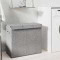 VidaXL Faltbarer Wäschekorb 64,5 x 34,5 x 59 cm, Leinenimitat, Grau