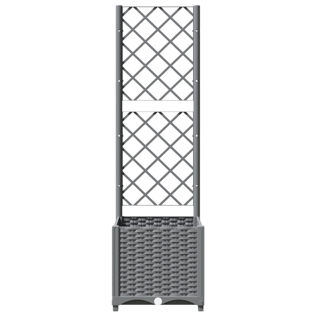 Vidaxl plantenbak met latwerk 40x40x136 cm polypropeen lichtgrijs