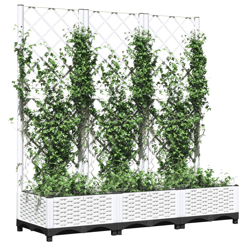 Vidaxl plantenbak met trellis wit 120x40x121,5 cm pp