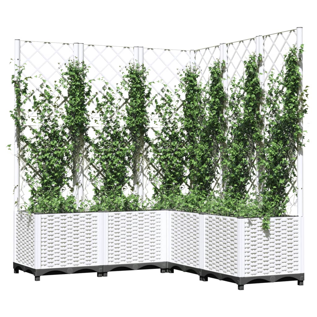VIDAXL -Pflanzmaschine mit Rankgitter 120x120x136 cm, Polypropylen, weiß