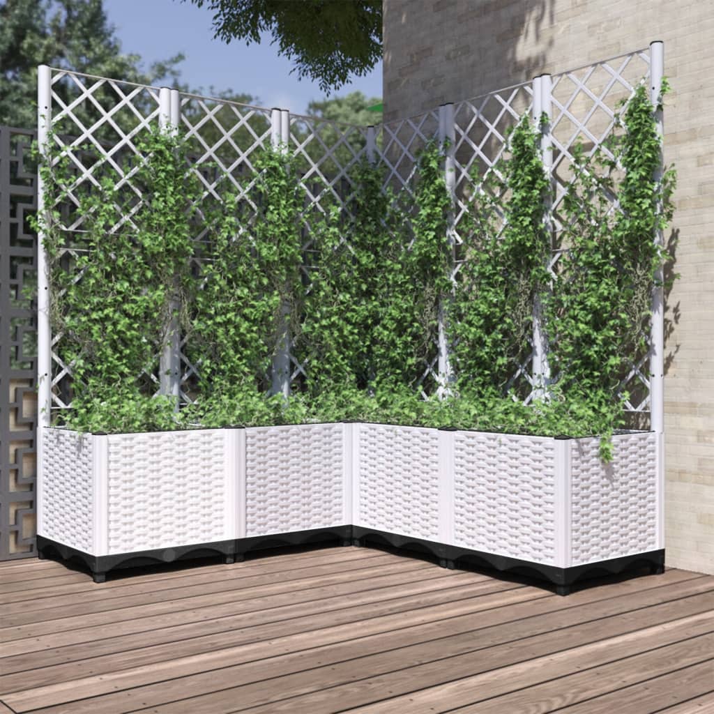 VIDAXL -Pflanzmaschine mit Rankgitter 120x120x136 cm, Polypropylen, weiß