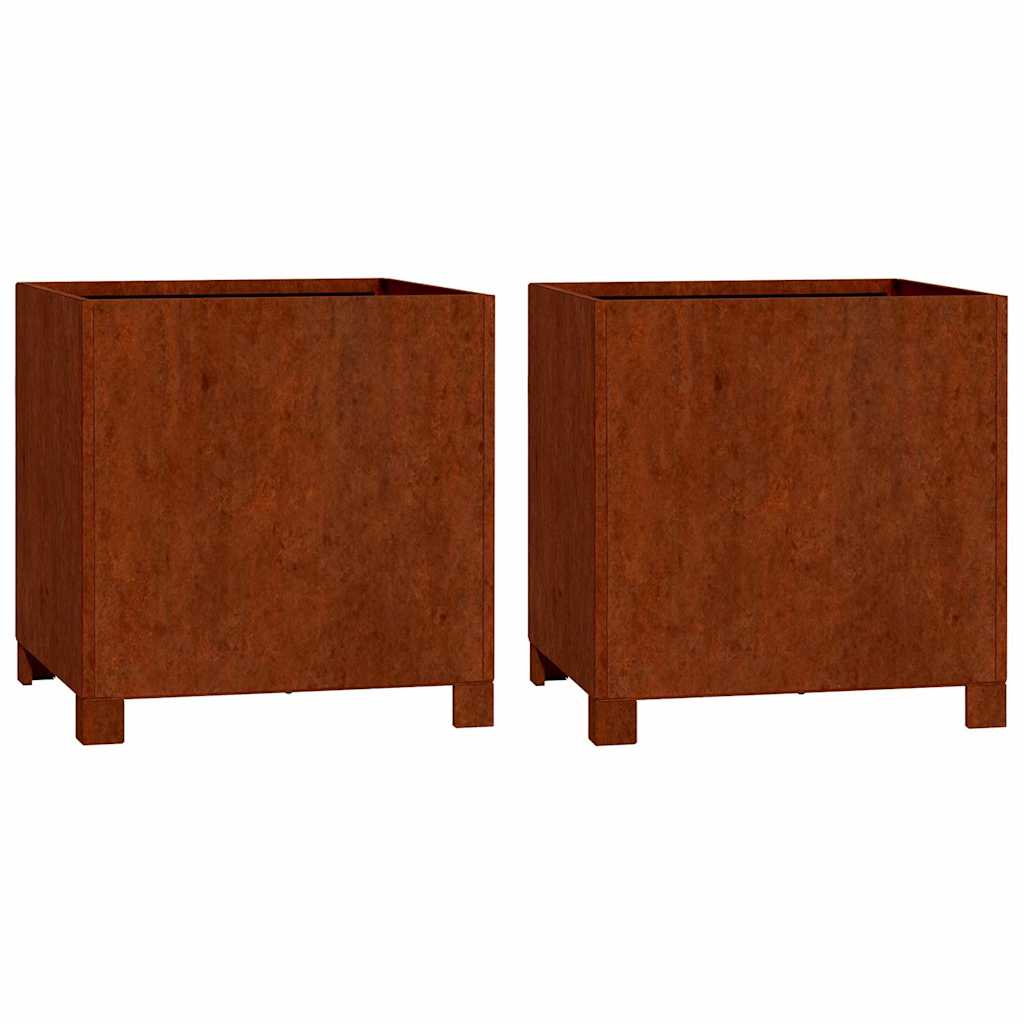 Vidaxl plantenbakken met poten 2 st roestig 40x40x40 cm cortenstaal