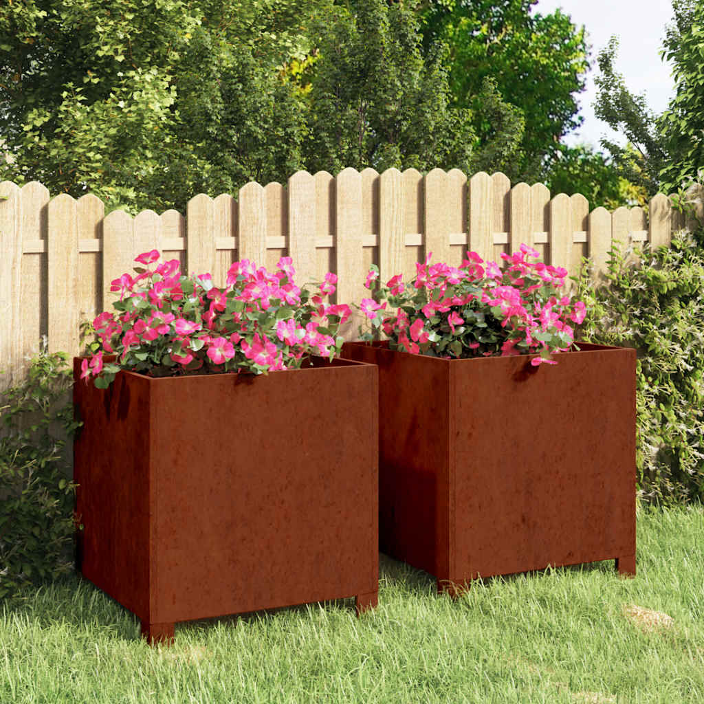 Vidaxl plantenbakken met poten 2 st roestig 40x40x40 cm cortenstaal