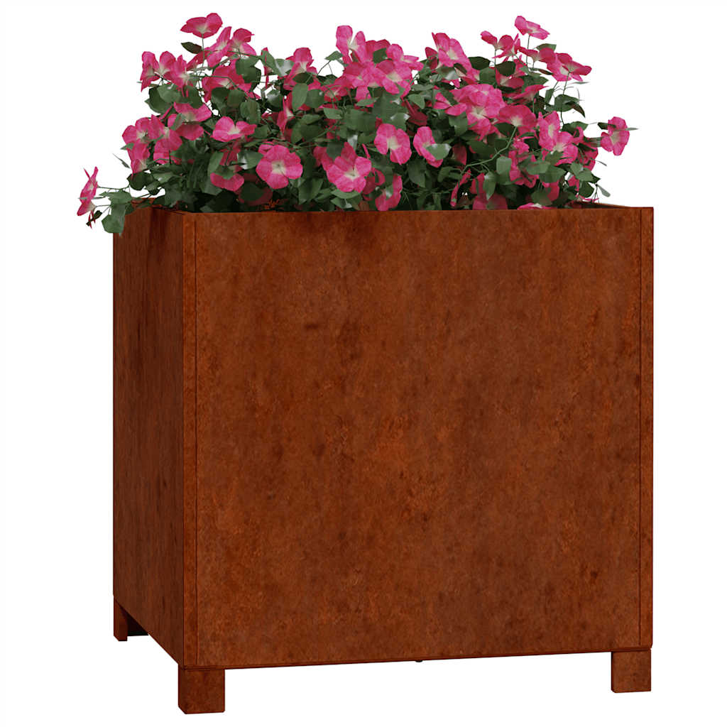 Vidaxl plantenbakken met poten 2 st roestig 50x50x50 cm cortenstaal