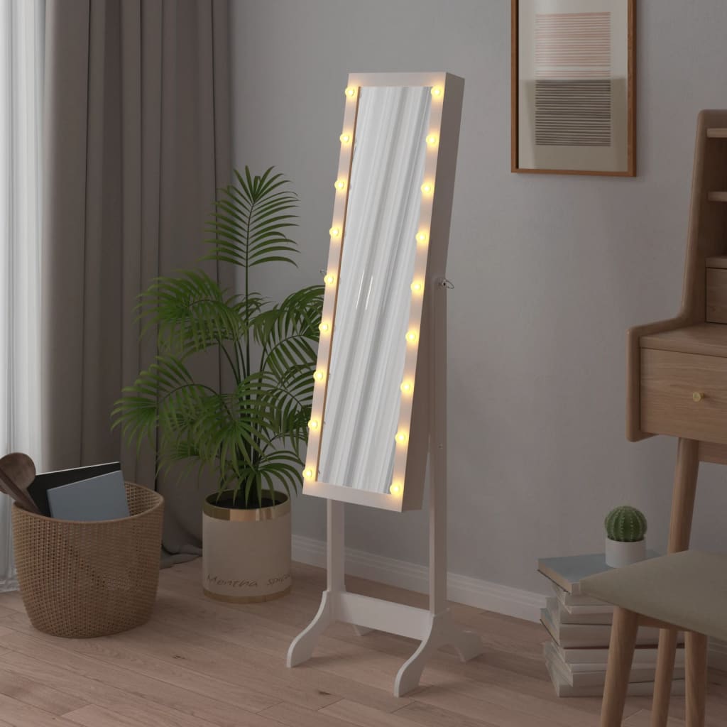 VIDAXL - Spiegel mit LEDs 34x37x146 cm, weiß lackiert