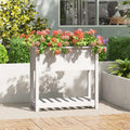 Vidaxl plantenbak met schap 82,5x34,5x81 cm massief grenenhout wit