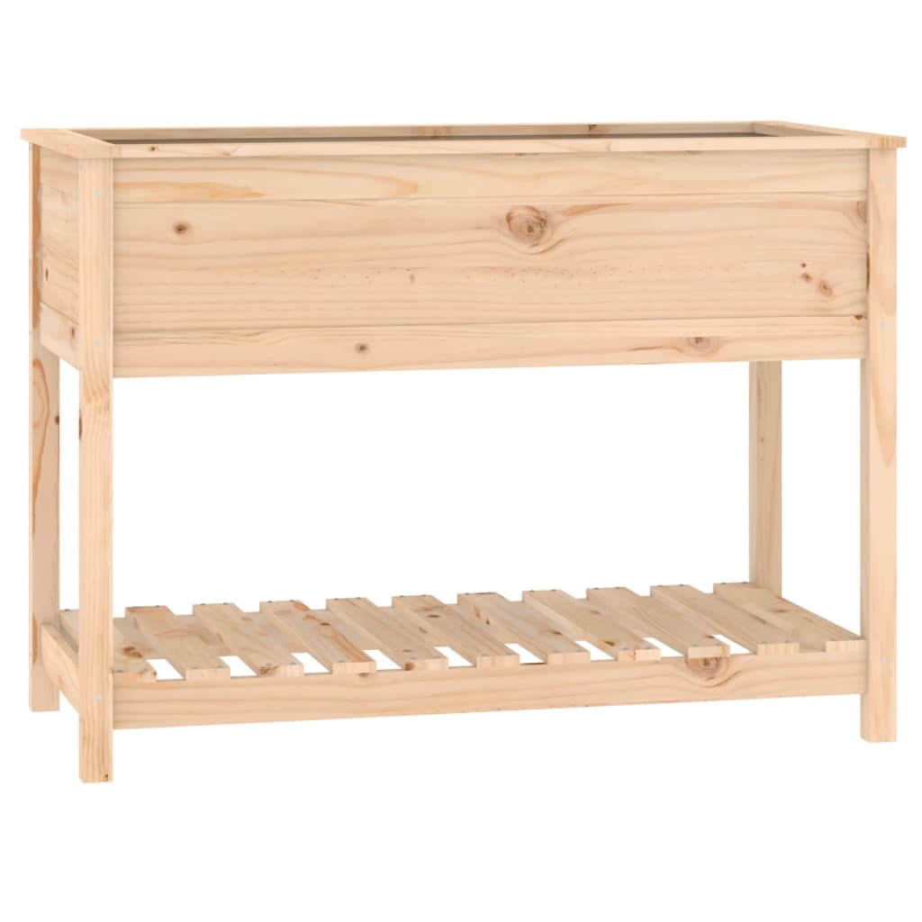 Vidaxl plantenbak met schap 111,5x54x81 cm massief grenenhout
