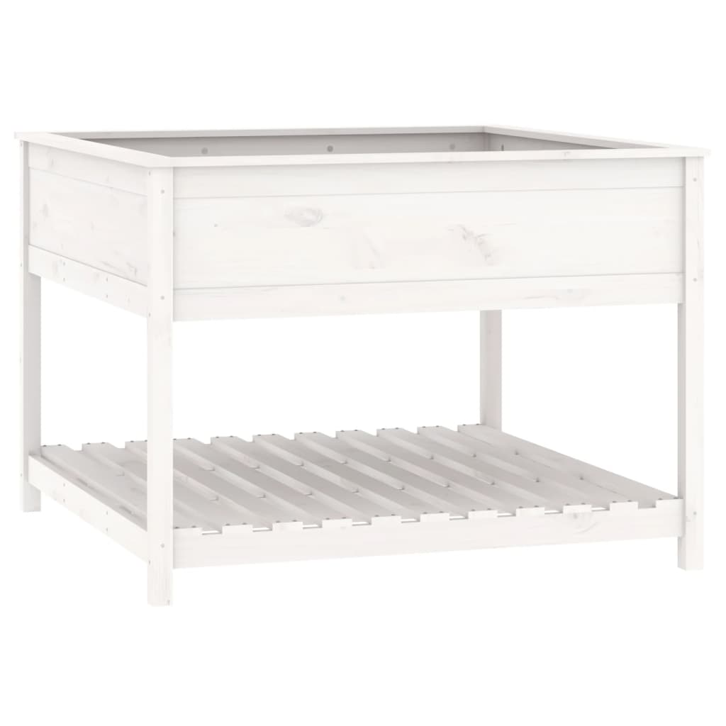 Vidaxl -Pflanzer mit Regal 111,5x111,5x81 cm Festkiefer weiß